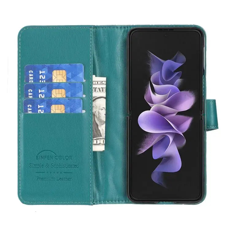 Voor Samsung Galaxy Z Fold5 Diamond Lattice Wallet Flip Leather Phone Case (groen)