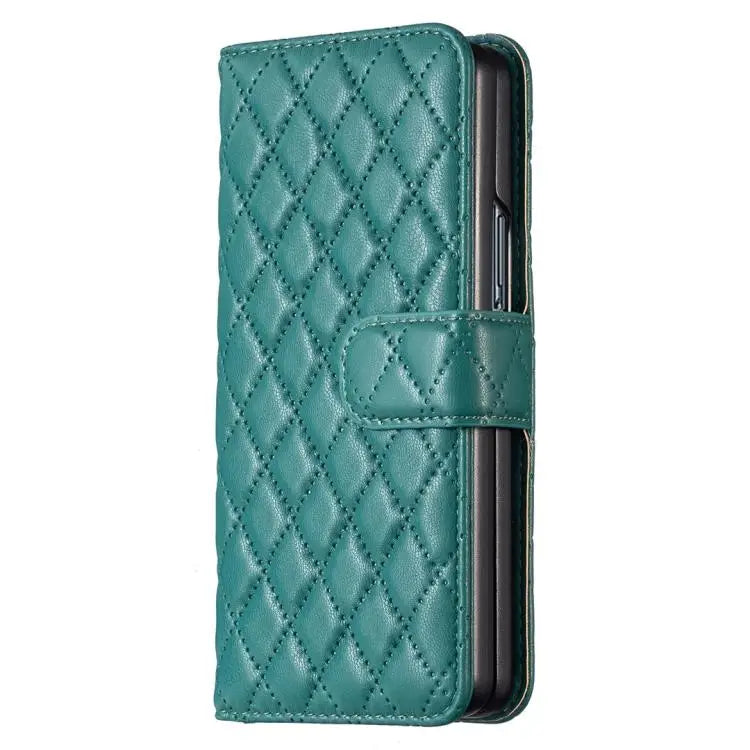 Voor Samsung Galaxy Z Fold5 Diamond Lattice Wallet Flip Leather Phone Case (groen)