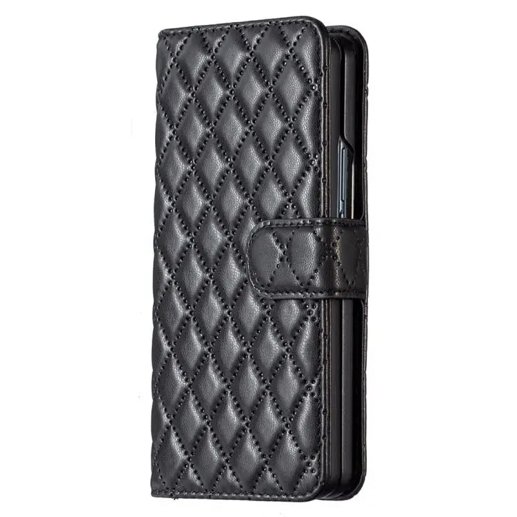 Voor Samsung Galaxy Z Fold6 Diamond Lattice Wallet Flip Leather Phone Case (zwart)