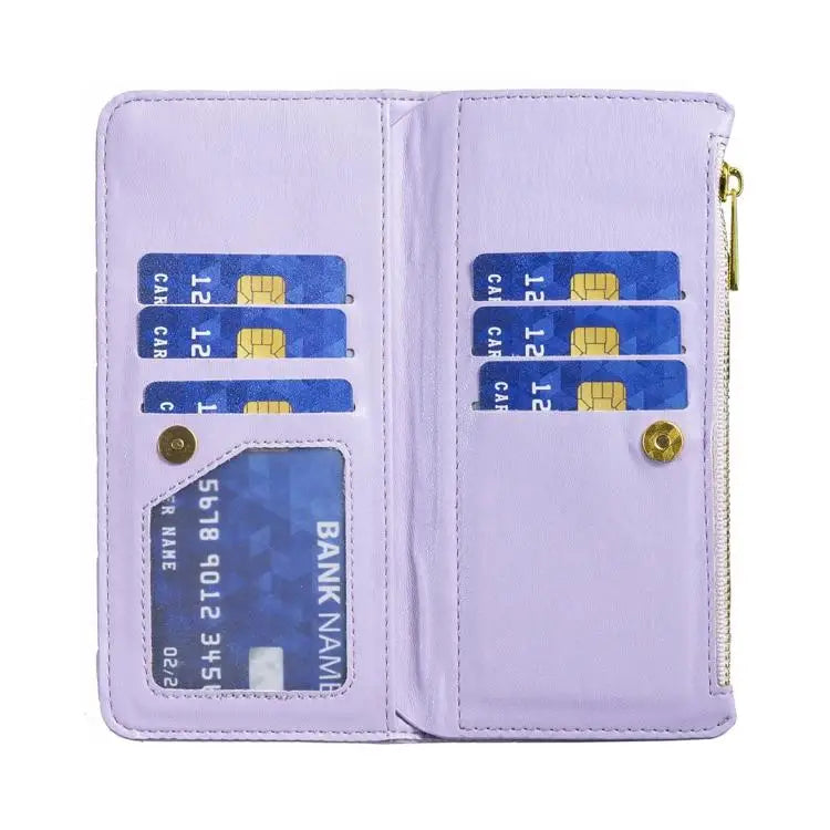 Voor Samsung Galaxy Z Fold6 Diamond Lattice Zipper Wallet Leather Flip Phone Case (Paars)