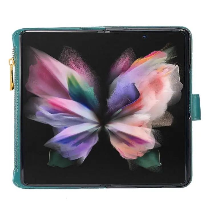 Voor Samsung Galaxy Z Fold6 Diamond Lattice Zipper Wallet Leather Flip Phone Case (Groen)