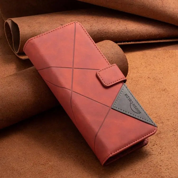 Voor Samsung Galaxy Z Fold6 Magnetische gesp Rhombus textuur leren telefoonhoesje (bruin)