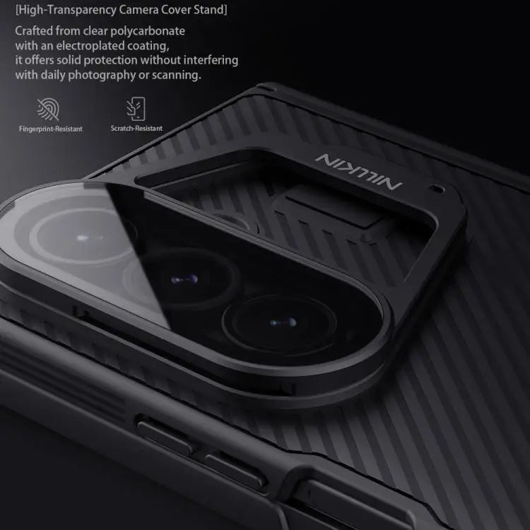 Voor Samsung Galaxy Z Fold7 5G NILLKIN CamShield Prop Texture Transparante Spiegelhoes MagSafe Magnetische PC Telefoonhoes (Zwart)