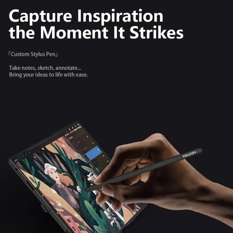 Voor Samsung Galaxy Z Fold7 5G NILLKIN CamShield Prop Transparante Spiegelhoes MagSafe Magnetische Doorschijnende PC Telefoonhoes met Stylus (Zwart)