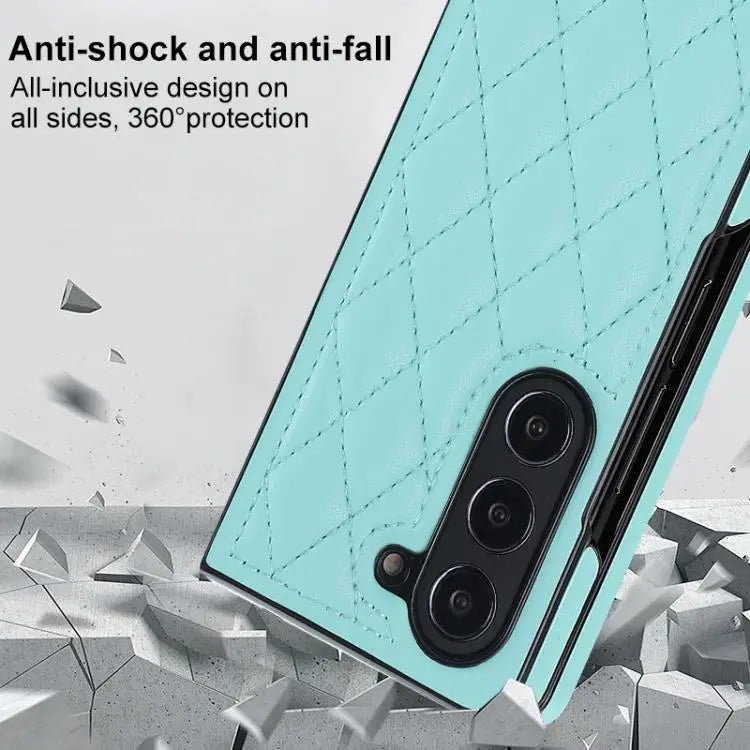 Voor Samsung Galaxy Z Fold7 5G Rhombic Fold leren telefoonhoesje (groen)