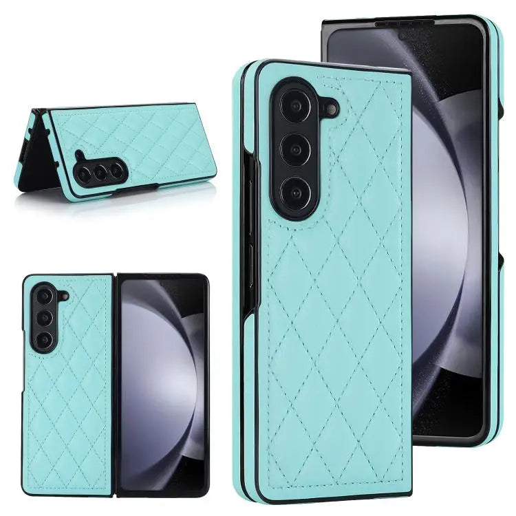 Voor Samsung Galaxy Z Fold7 5G Rhombic Fold leren telefoonhoesje (groen)