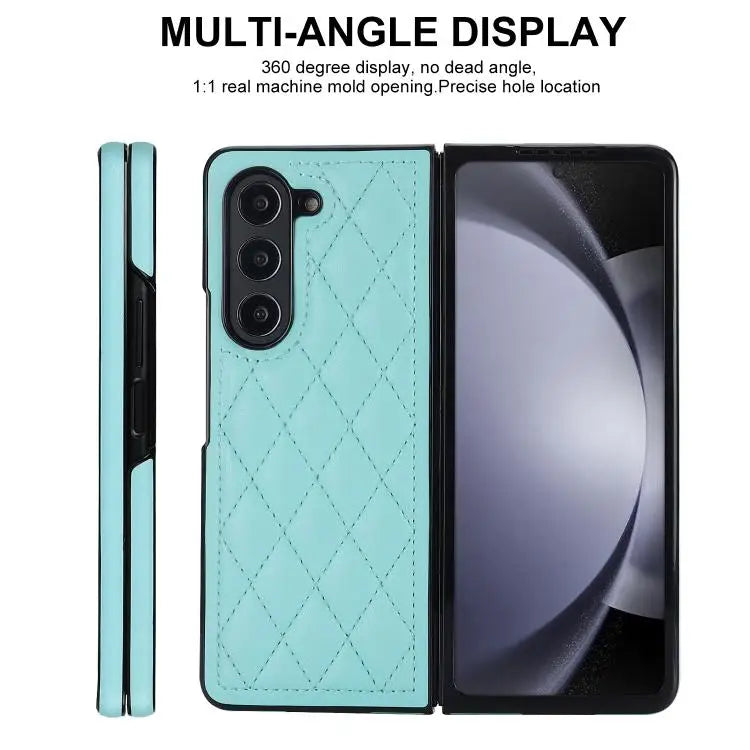 Voor Samsung Galaxy Z Fold7 5G Rhombic Fold leren telefoonhoesje (groen)