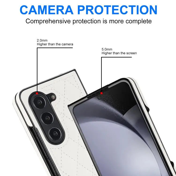 Voor Samsung Galaxy Z Fold7 5G Rhombic Fold leren telefoonhoesje (wit)