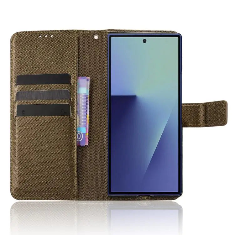 For Samsung Galaxy Z Fold7 Diamond Texture Leather Phone Case(Brown)