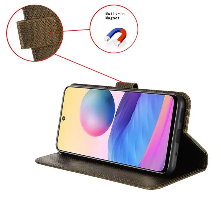 For Samsung Galaxy Z Fold7 Diamond Texture Leather Phone Case(Brown)