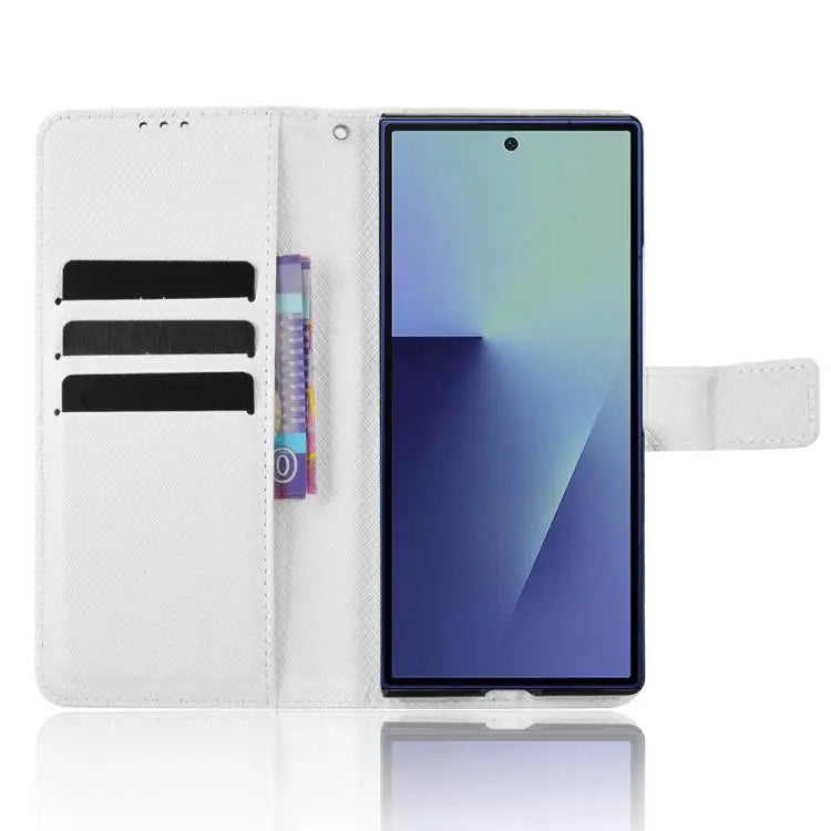 Voor Samsung Galaxy Z Fold7 Diamond Texture Leather telefoonhoesje (wit)