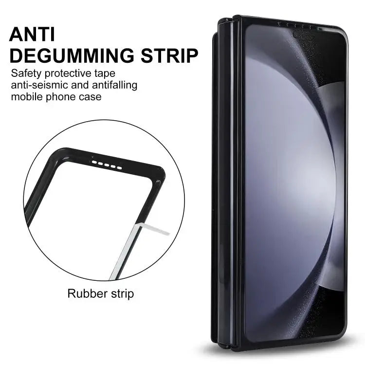 Voor Samsung Galaxy Z Fold7 Full Coverage Fold Double Buckle PU-telefoonhoesje met penhouders (zwart)