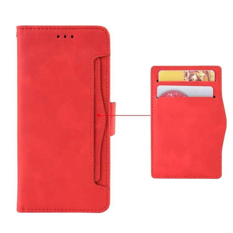 Voor Samsung Galaxy Z Fold7 Skin Feel Kalfsleer Textuur Kaartsleuven Leren Telefoonhoesje (Rood)