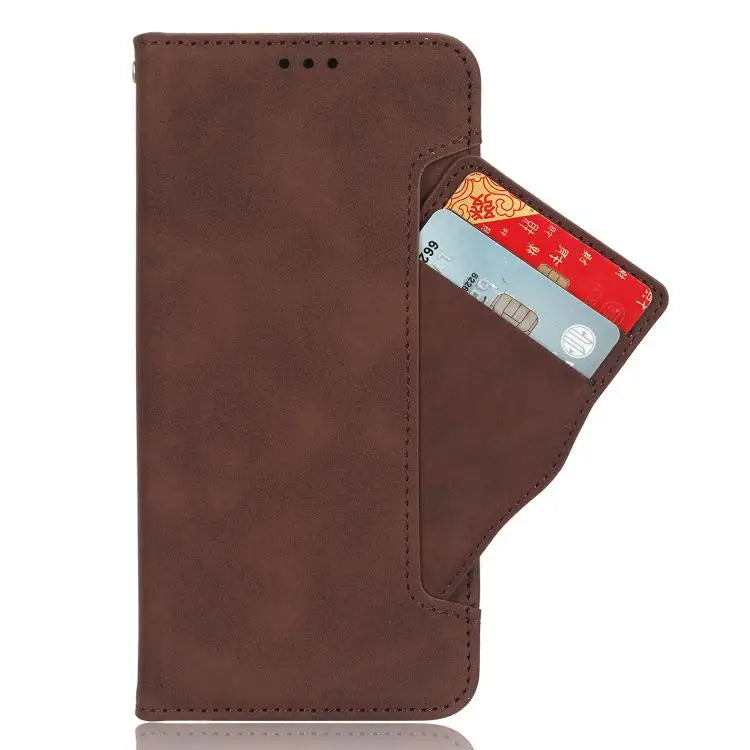 Voor Samsung Galaxy Z Fold7 Skin Feel Kalfsleer Textuur Kaartsleuven Leren Telefoonhoesje (Bruin)