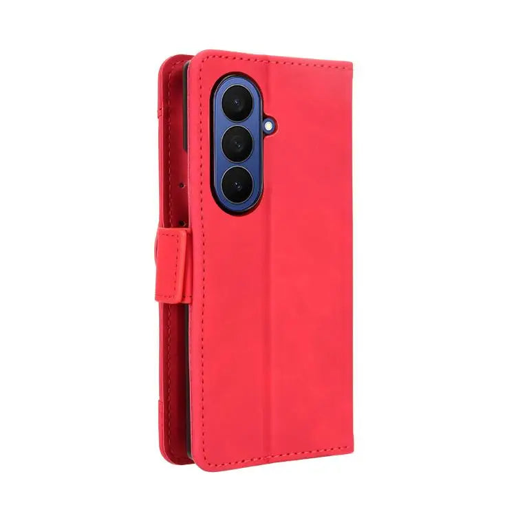 Voor Samsung Galaxy Z Fold7 Skin Feel Kalfsleer Textuur Kaartsleuven Leren Telefoonhoesje (Rood)