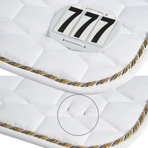 Wedstrijddekje wit met zilveren koord