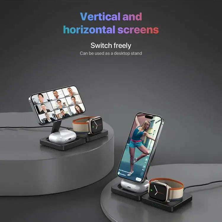 M9 3-in-1 draagbare magnetische opvouwbare draadloze oplader snellaadbeugel