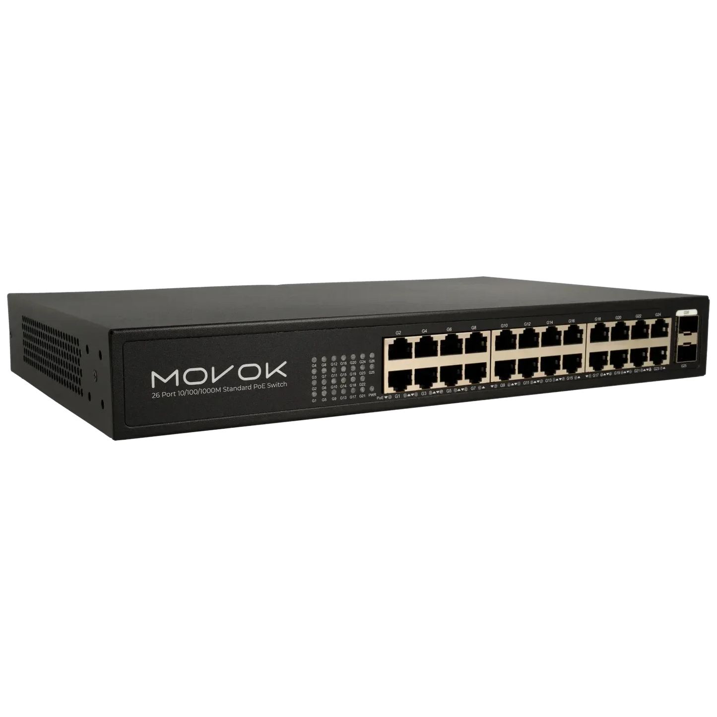 26 Poorts PoE Gigabit Switch, 24x PoE, 2x Uplink