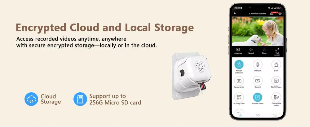 Raamcamera Dual WiFi, Micro SD, Starlight, 4Mp resolutie