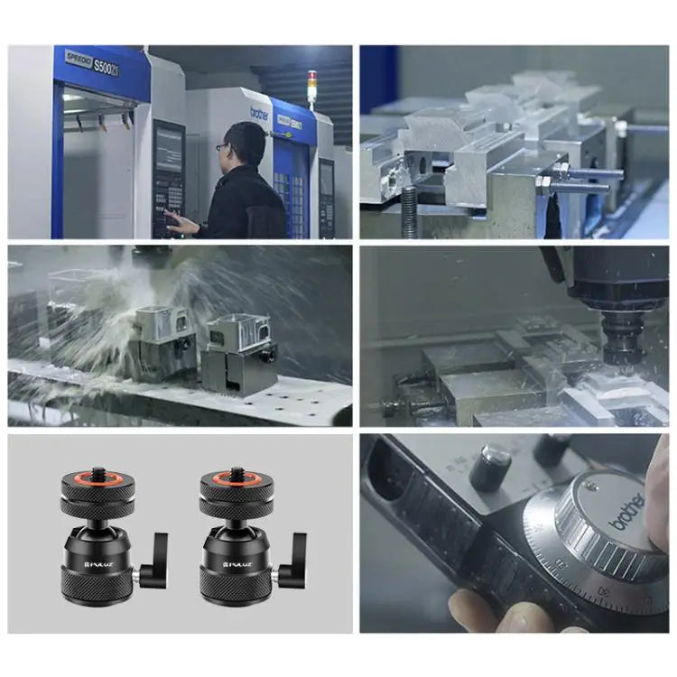 PULUZ Multifunctionele aluminium mini-kogelkop statiefadapter, koude schoen en 1/4 schroef voor dubbel gebruik (zwart)