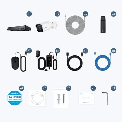 NVS8-5MD4, Beveiligingsset 2TB, 5MP, PoE en slimme detectie met 4x Turretcamera