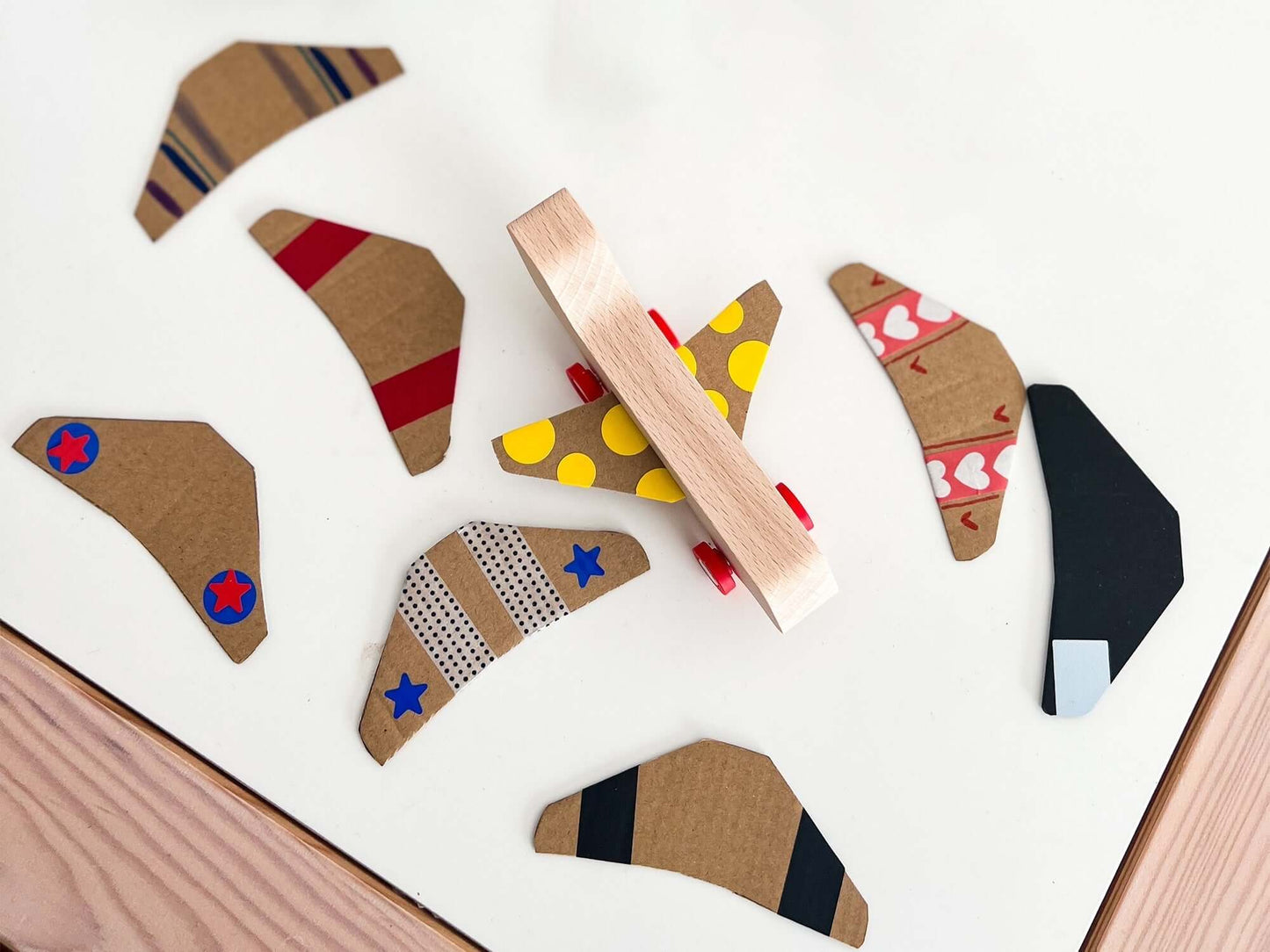 This unique wooden airplane, crafted from sustainable beech wood with upcycled wings made from Waytoplay's own misprinted road pieces, inspires endless imaginative adventures. The flexible wings let your child fly through the skies! Eco-conscious and burs