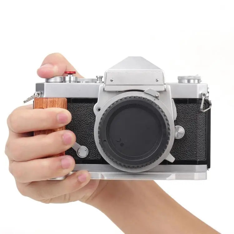 Houten handgreep Arca snelkoppelingsplaat aluminiumlegering basis voor Nikon Nikkormat F / FTn / FT2 / FT3 (zwart)