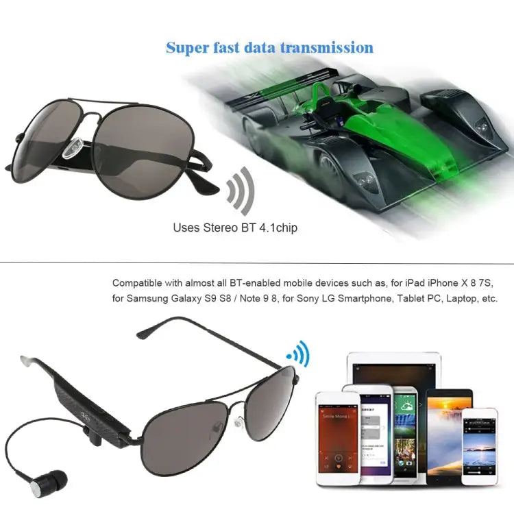 Y88 Wireless Earphone Bluetooth Headset Sunglasses Music Headphones Smart Glasses Earbud Hands-free with Mic