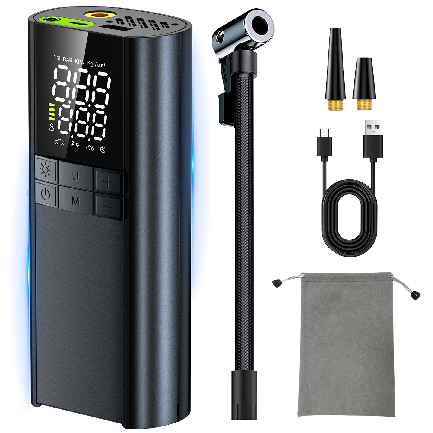 AVOID® T8 Draagbare Smart Compressor – Elektrische Bandenpomp – 150PSI – Powerbank &amp; Noodverlichting – Voor Auto, Motor &amp; Fiets – 8000mAh