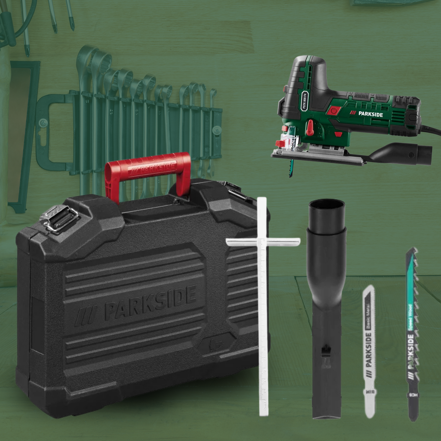 PARKSIDE® Decoupeerzaag 800W – Hout, Metal ve Alüminyum için Elektrikli Zaagmachine – Met Lazer, LED ve Koffer