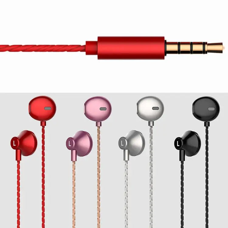 2 PCS TS720 3.5mm Heavy Bass Metal Earbud Wired Earphone, Red, Black, Silver Gray, Rose Gold