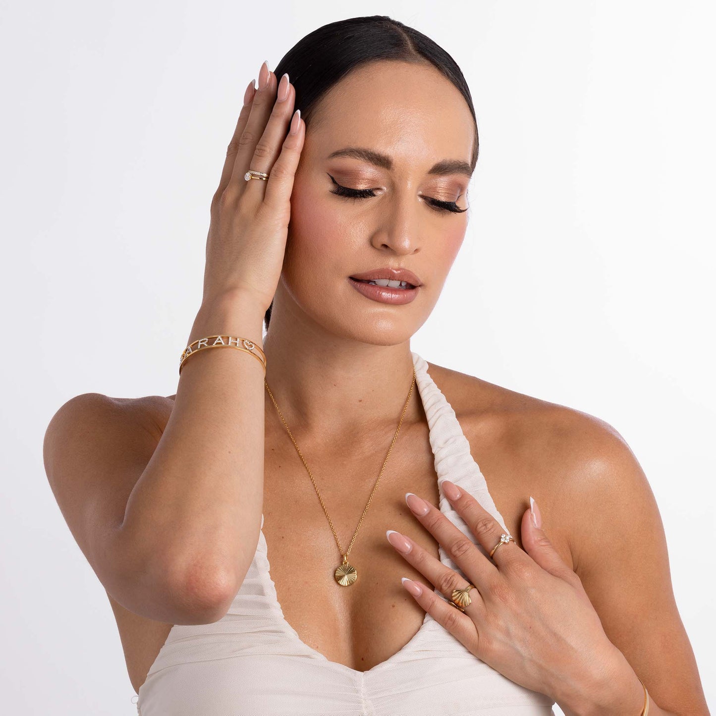 3D naamstenen armband goud