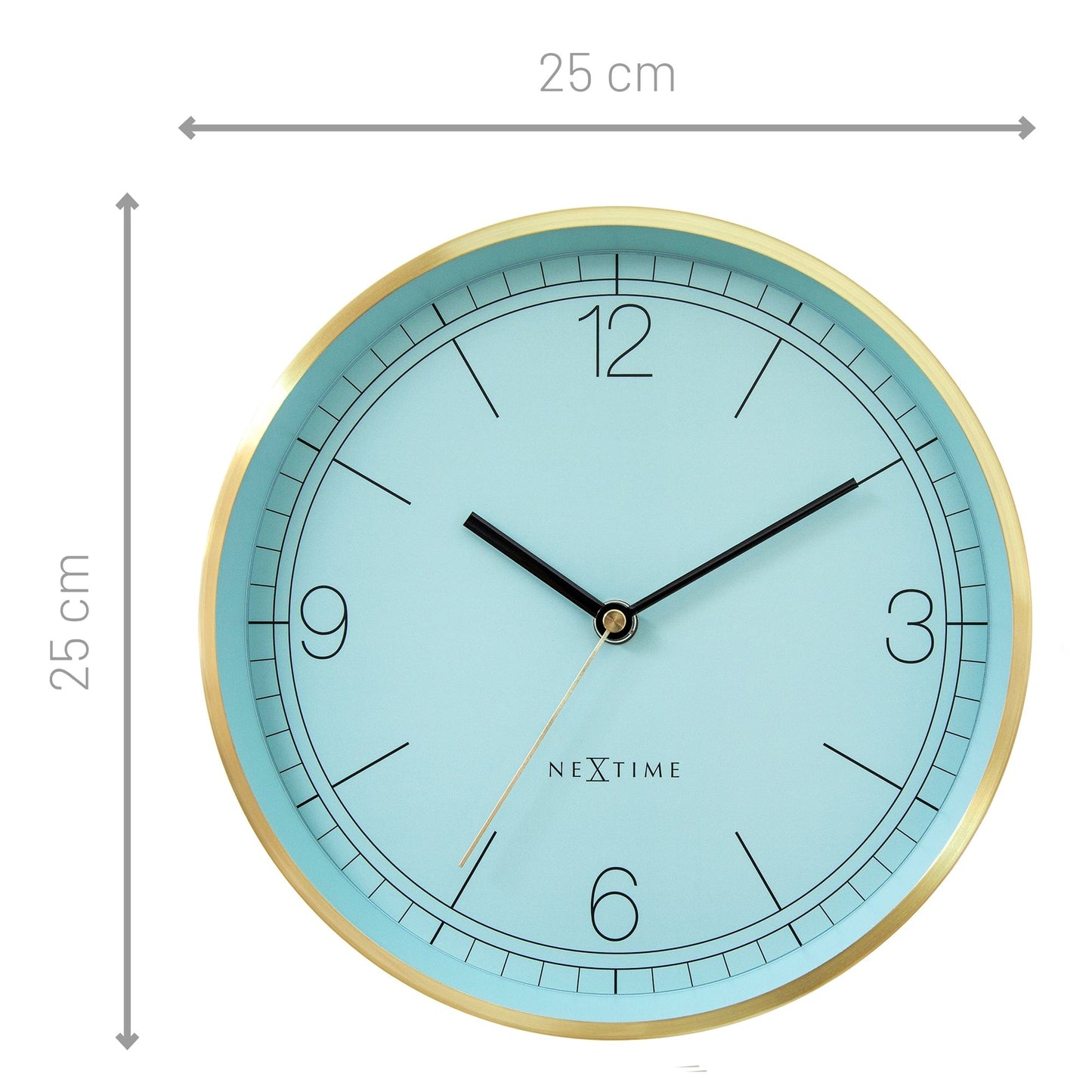 Wall clock 25cm-Silent-Green/Turquoise/White/Black-Metal-NeXtime 'Bolero'