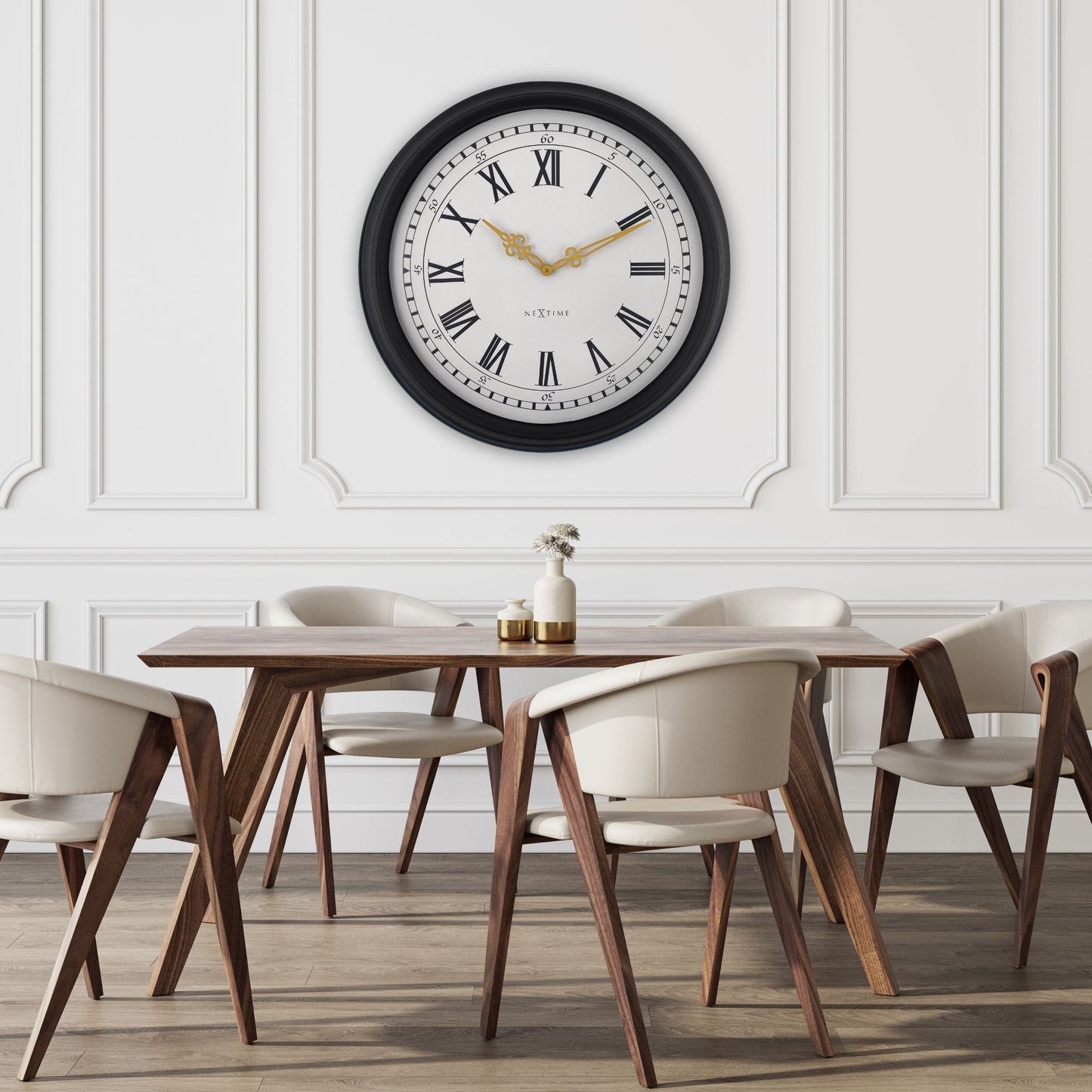 Wandklok 76cm-Zwart/Grijs-Kunststof-NeXtime 'Chopin Large'