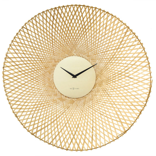 Wandklok 60cm-Silent-Bruin/Zwart-Bamboe-NeXtime 'Vortex'