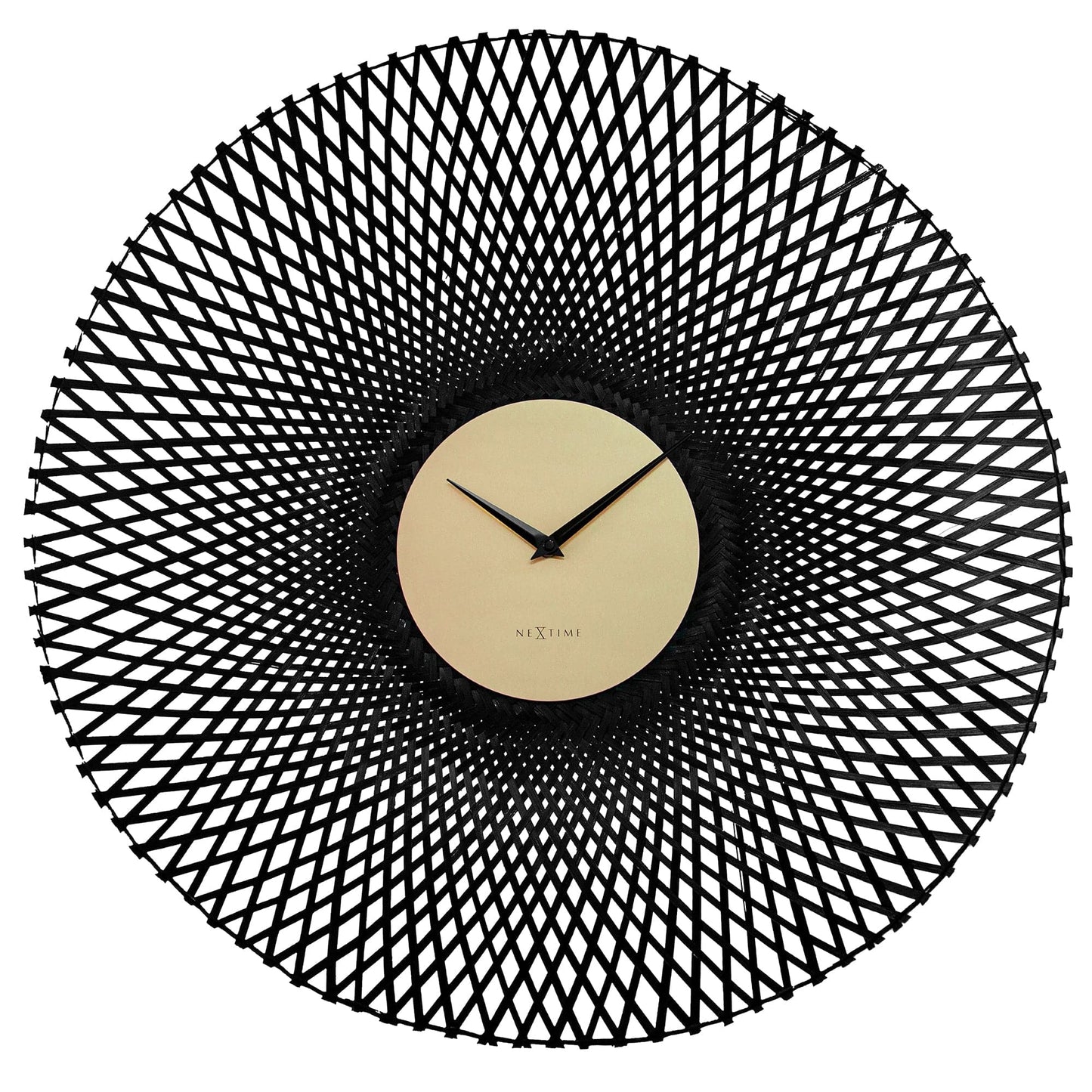 Wandklok 60cm-Silent-Bruin/Zwart-Bamboe-NeXtime 'Vortex'