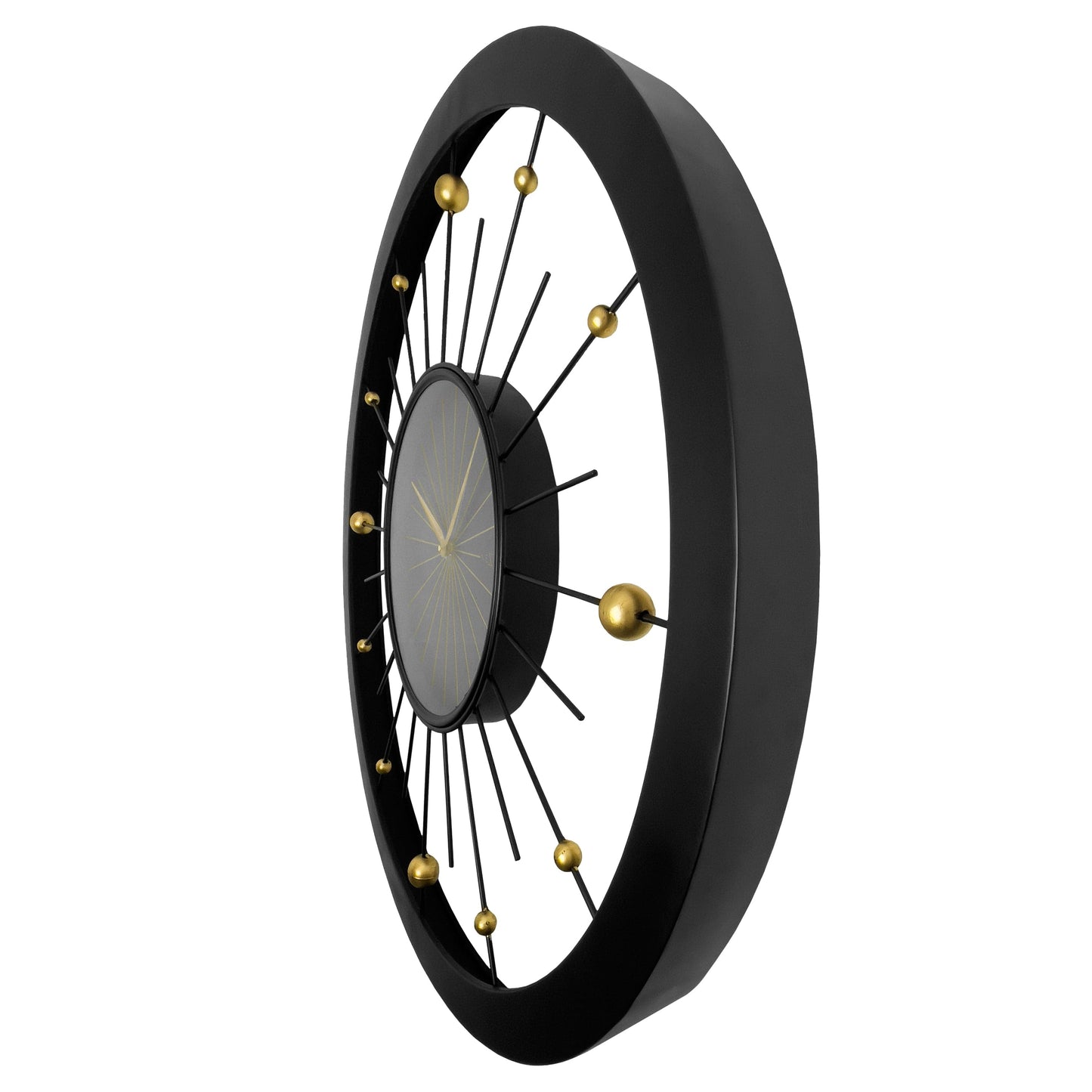 Wandklok 90cm-Silent-Black-Metal-NeXtime 'Orbit Large'