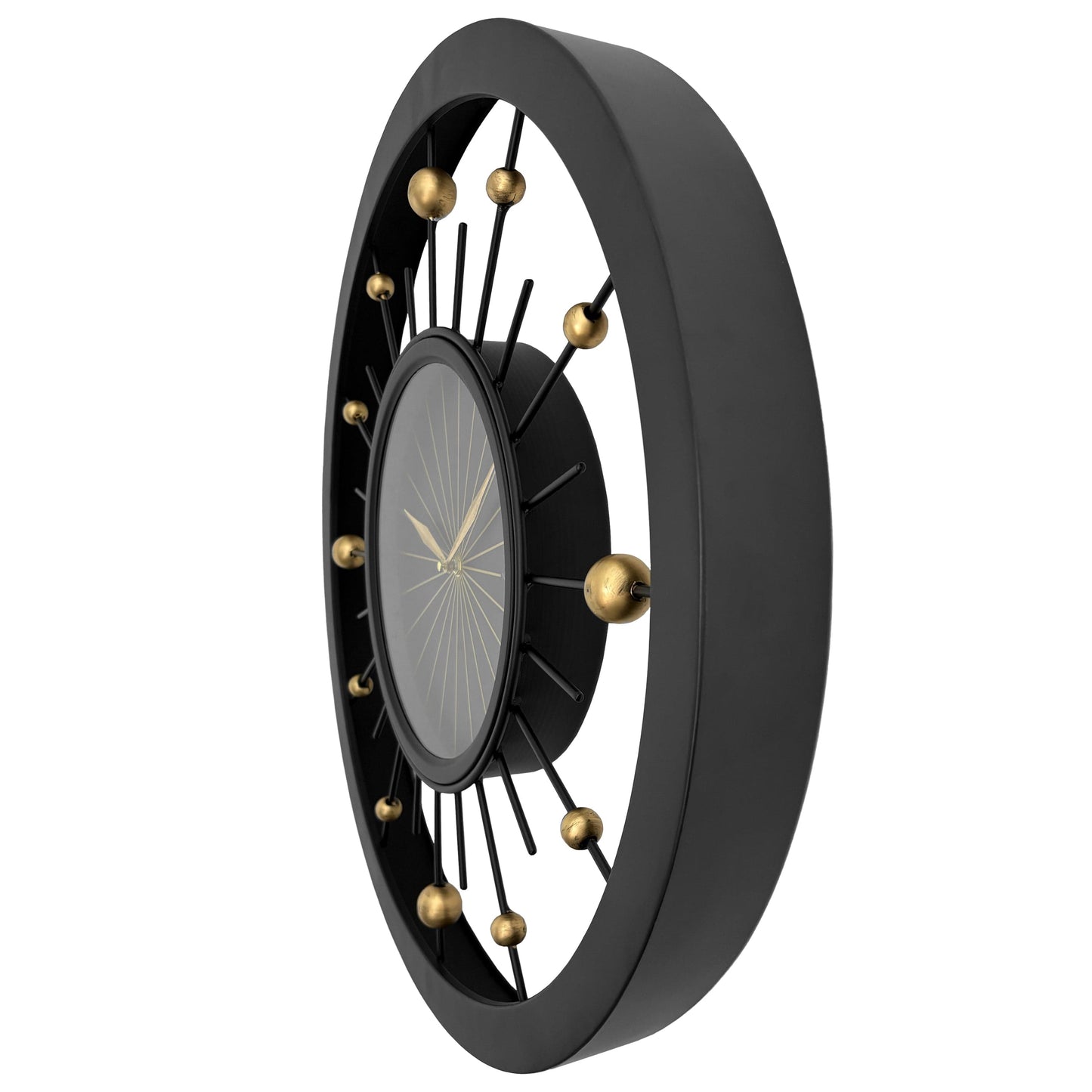 Wandklok 60cm-Silent-Black-Metal-NeXtime 'Orbit'