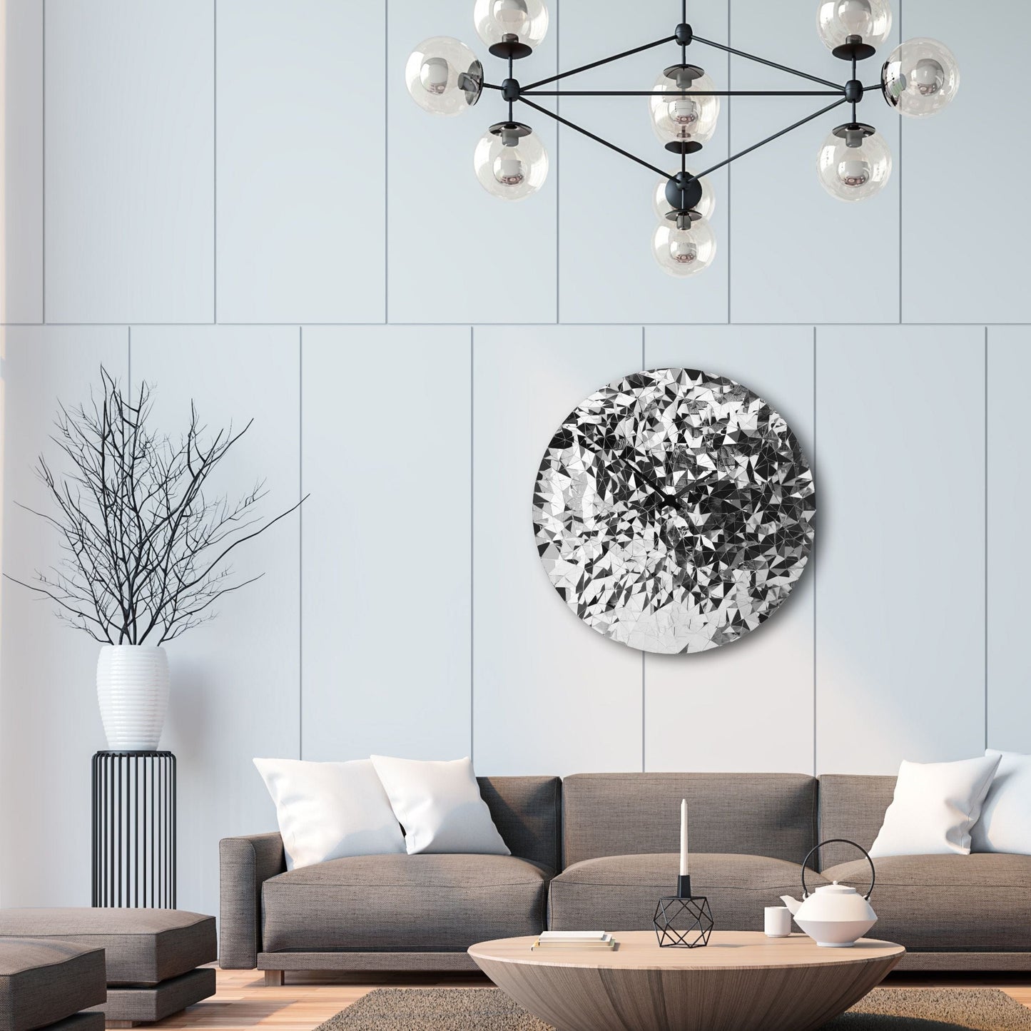 Wandklok 80cm-Silent-Chroom-RVS-NeXtime 'Fragments'