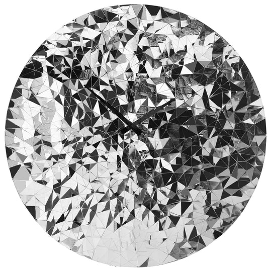 Wandklok 80cm-Silent-Chroom-RVS-NeXtime 'Fragments'