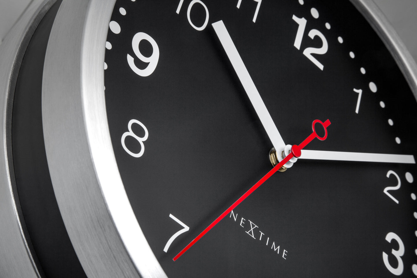 Wall clock 32.3x28x10cm-Silent-White & Black-Aluminium-NeXtime 'Double'