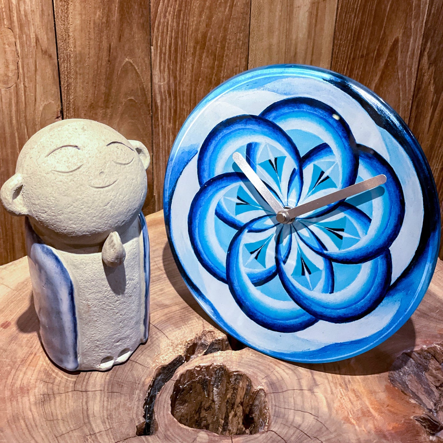 Tafel-/wandklok 20cm - Stil - Blauw - Gehard glas - "Cosmo Table"