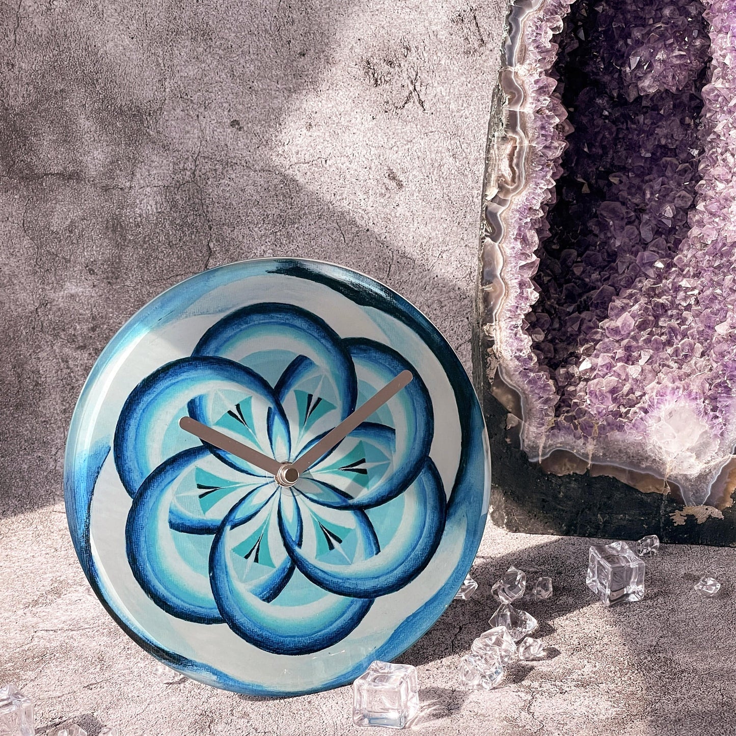 Tafel-/wandklok 20cm - Stil - Blauw - Gehard glas - "Cosmo Table"