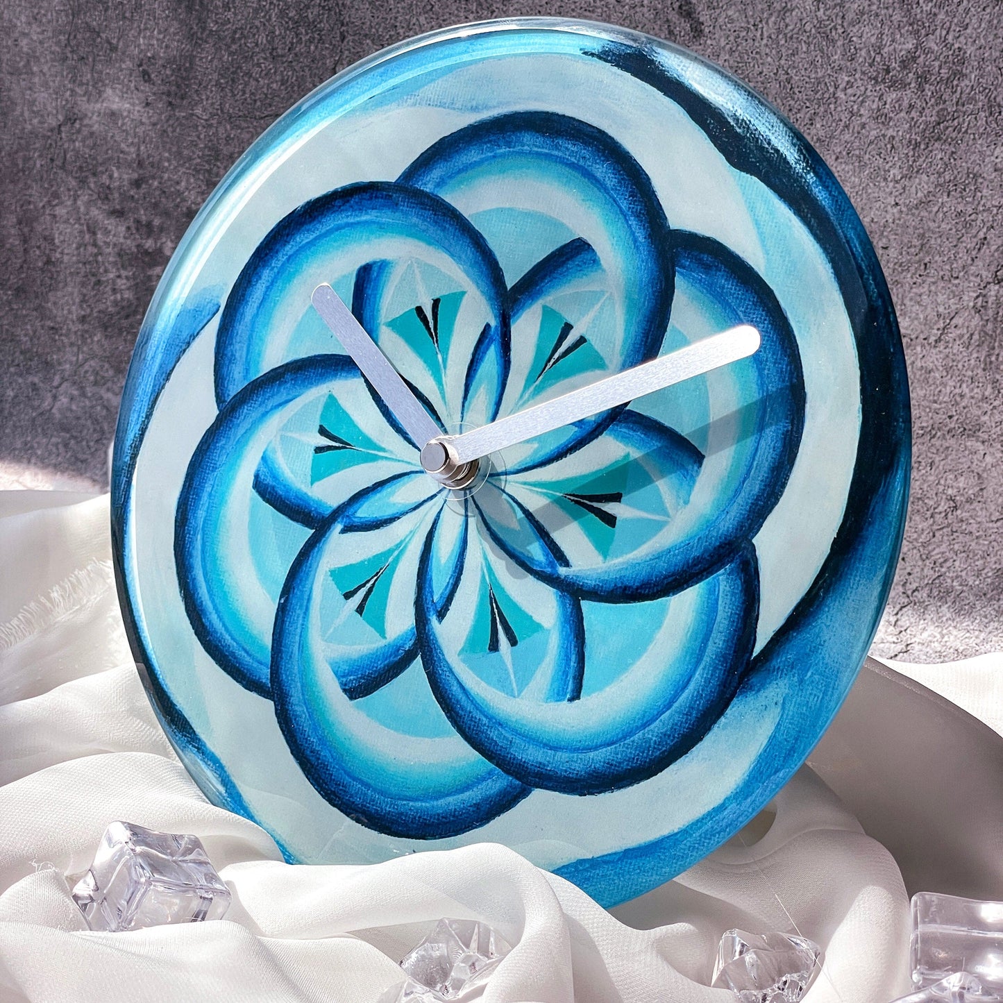 Tafel-/wandklok 20cm - Stil - Blauw - Gehard glas - "Cosmo Table"