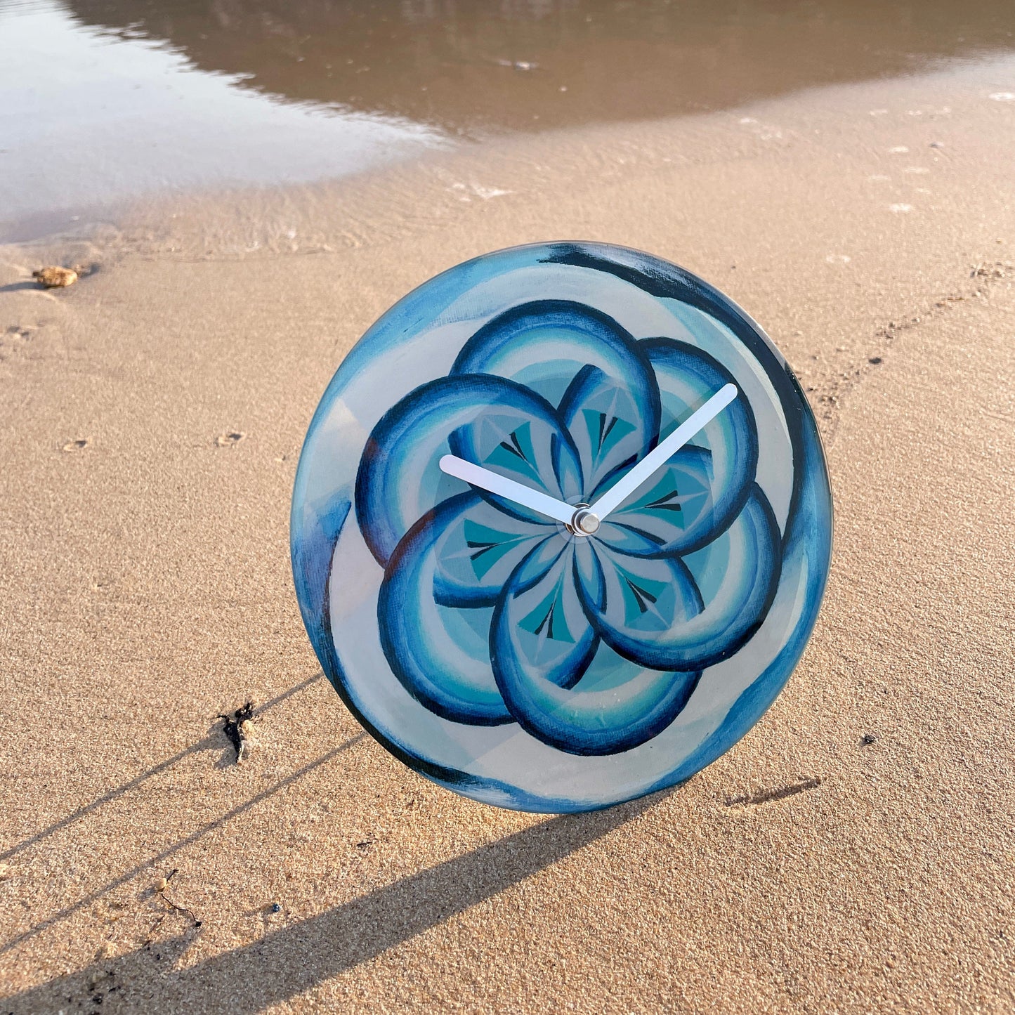 Tafel-/wandklok 20cm - Stil - Blauw - Gehard glas - "Cosmo Table"