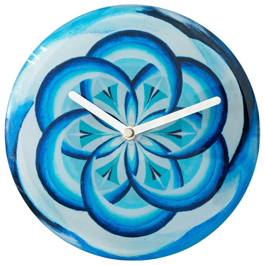 Tafel-/wandklok 20cm - Stil - Blauw - Gehard glas - "Cosmo Table"