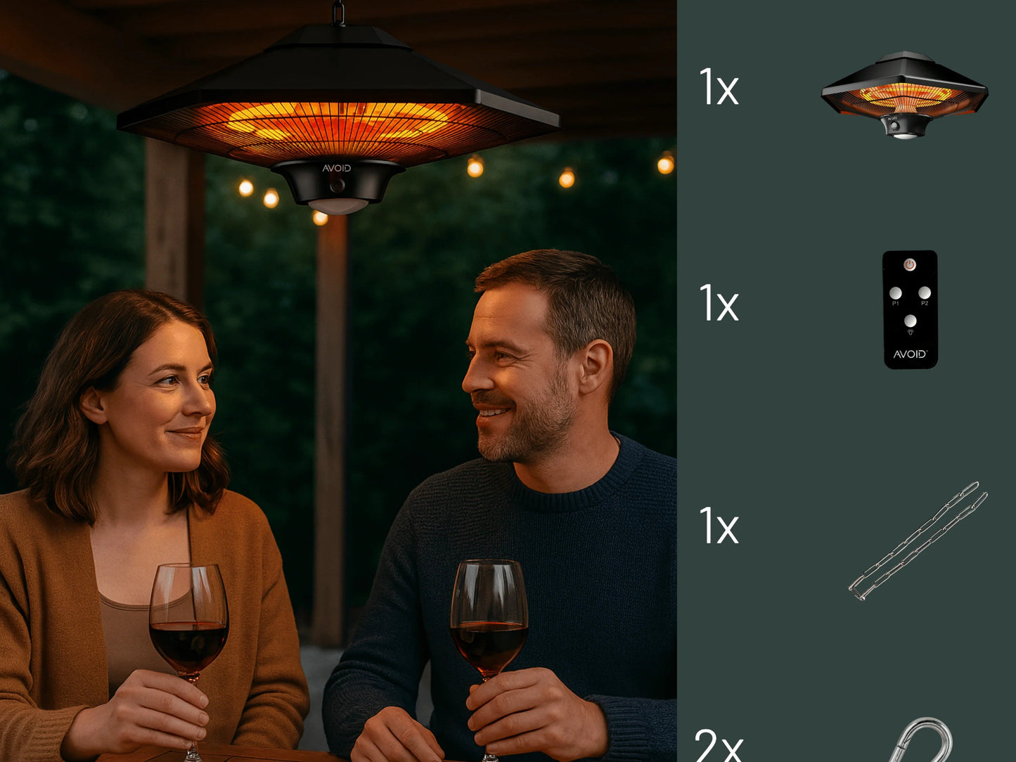 VERMIJD | SHL-2000BR Infrarood Verwarmingslamp – 2000W | Voor Binnen &amp; Buiten | Met Afstandsbediening &amp; LED Verlichting