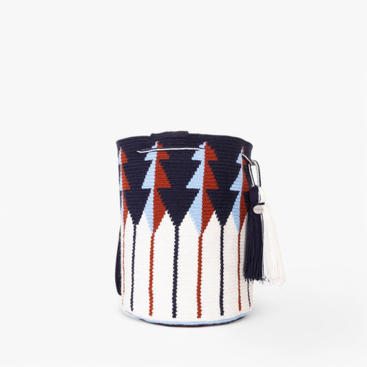 Geometrische schoudertas L | Marineblauw