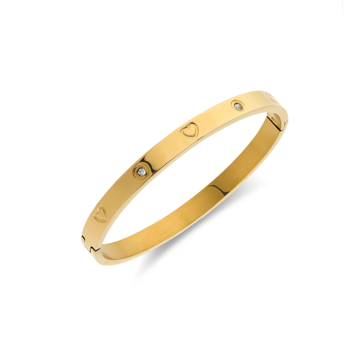 Kristallen hart armband goud