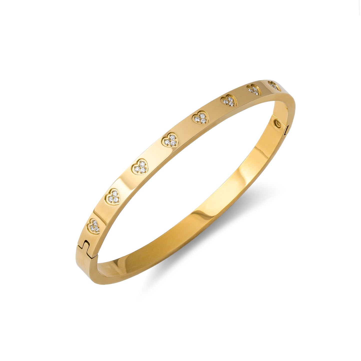 Bangle zirkonia hartjes goud